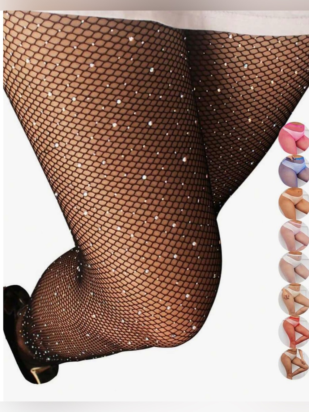 NWOT Rhinestone Fishnet Tights - Black and Tan